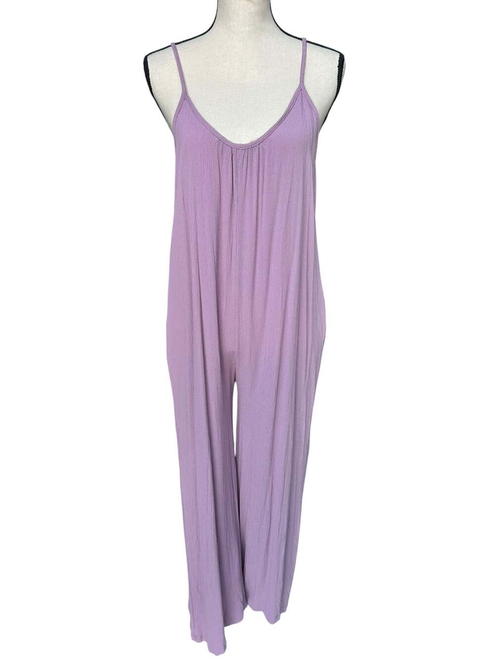 Salty Lemon Spaghetti Strap V-Neck Wide Leg Jumpsuit Size S B172